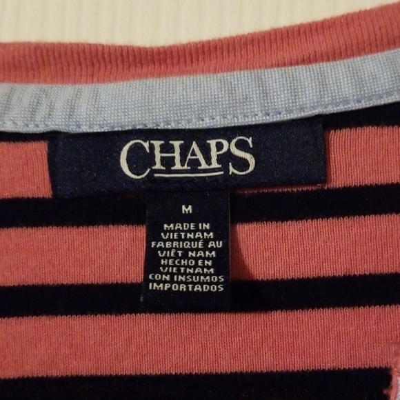 Chaps Pink/Black stripe M medium top - Picture 2 of 4